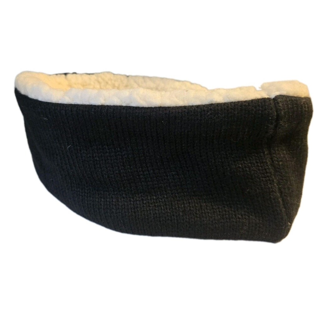Bearpaw Ear Warmer Headband Winter Head Wrap Faux Fleece Lined Black Knit